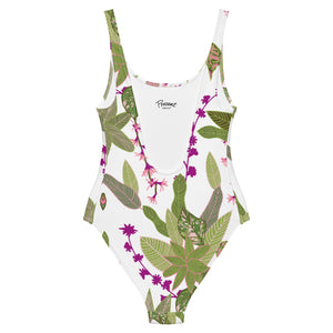 Traje de Baño completo, estampado tropical.