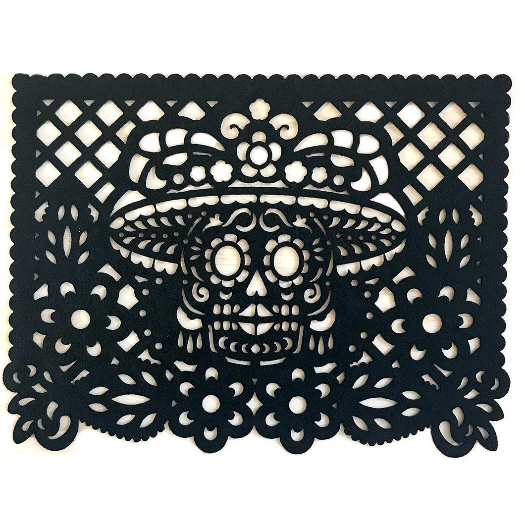 Mantel individual negro catrina (1pza)